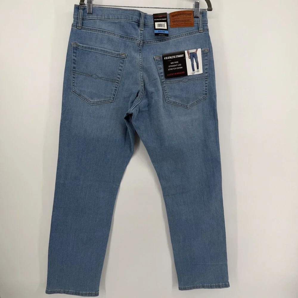 Lucky Brand Jeans Men 32x30 Light Blue 410 Athletic Straight Stretch Denim Pants